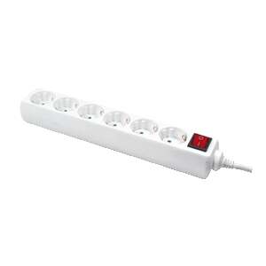 LogiLink 6-outlet extension cord with child protection, white - Electrical Installation