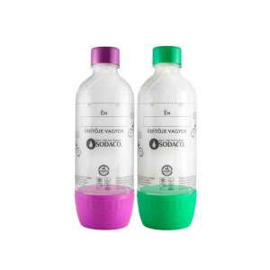 SodaCo 2-pack 1 liter carbonating bottles for SodaCo Basic and Royal home soda makers, purple and green - Kitchen & dining