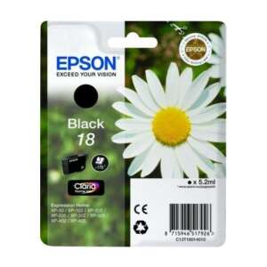 Wkład atramentowy Epson T1801 czarny, 5.2ml, do drukarek Epson Expression Home XP-102, XP-202, XP-205, XP-212, XP-215, XP-225, XP-30, XP-302, XP-305, XP-312, XP-315, XP-322, XP-325, XP-402, XP-405, XP-405WH, XP-412, XP-415, XP-422, XP-425 - Epson