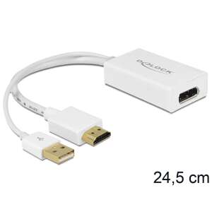 DeLOCK HDMI to DisplayPort adapter, white, 24.5 cm cable - HDMI Adapter