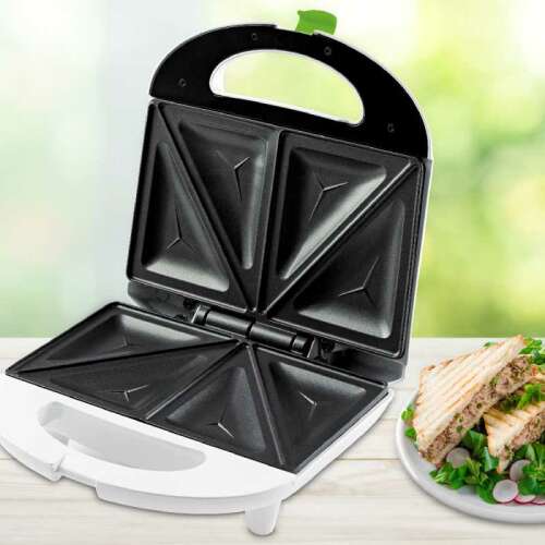 Cuptor pentru sandvișuri fierbinți Concept SV3020, 700 W, cu tăvi triunghiulare de coacere, alb
