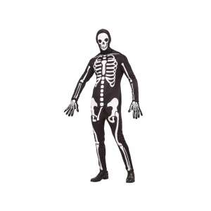 Férfi csontváz jelmez, fekete-fehér, teljes test, tartalmaz overált, kesztyűt és maszkot - Widmann