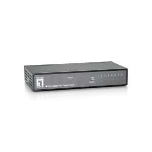 LevelOne GEU-0822 8 portos Gigabit Switch, fekete, elülső nézet - LevelOne