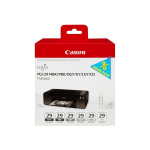 Canon PGI-29 Multipack Tintapatron készlet - Fekete, Fotó Fekete, Sötétszürke, Szürke, Világosszürke, Chroma Optimizer - Canon Tintapatron