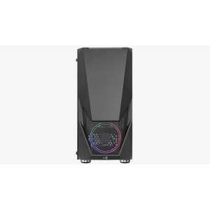 AeroCool Zauron V1 schwarzes Computergehäuse, Vorderansicht - Aerocool Computergehäuse