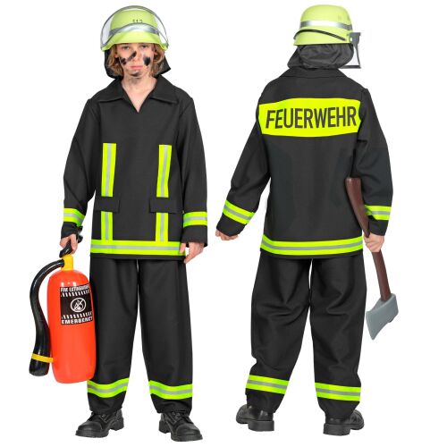 Tűzoltó Jelmez Fiúknak - 140 cm, elölről és hátulról, kiegészítőkkel - Jelmez gyerekeknek
