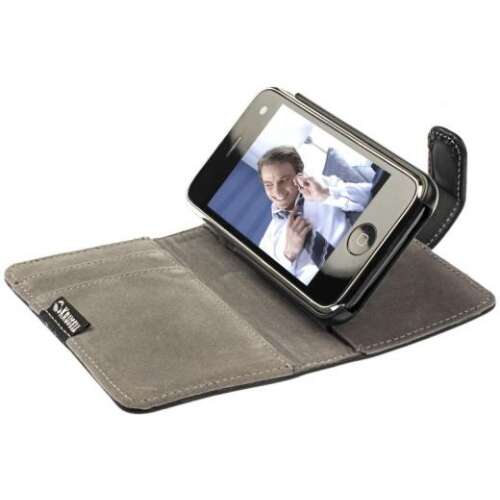 Krusell Orion fekete bőr tok Apple iPhone 3G és 3Gs telefonhoz