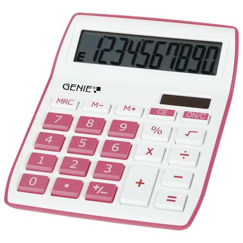 Calculator de birou Genie, 10 cifre, Alb/Roz (12264) 72639800