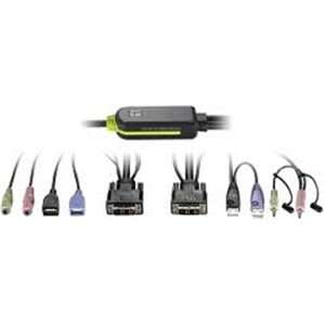 LevelOne KVM-0260 2 portos USB KVM kapcsoló DVI, hang és kábelkészlettel - LevelOne