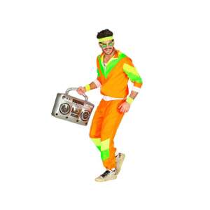 80s shell suit costume for men, orange and green, XL size - Costumes for adult