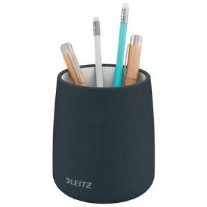 LEITZ Cosy ceramic pen holder in velvet grey, for pens, pencils, rulers, and other office supplies - Leitz