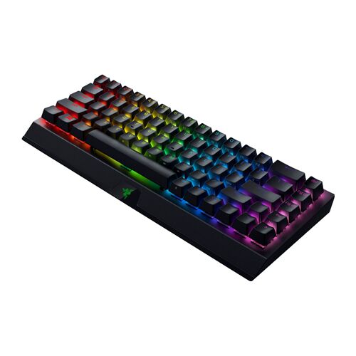 Szögletes nézet a Razer BlackWidow V3 Mini HyperSpeed Phantom Edition vezeték nélküli mechanikus billentyűzetről