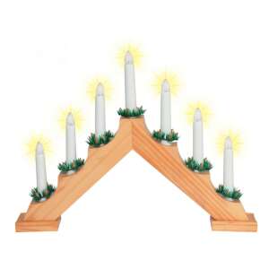 Home by Somogyi KAD01 Piramidă de lumânări de Crăciun cu 7 lumini LED, din lemn, alb cald