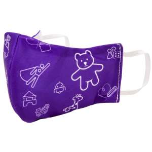 Mască de față din textil purpuriu REGIO pentru adulți cu pictograme albe de jucărie - Mască pentru gură