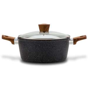 Somogyi Nava 28cm grey pot with glass lid and wooden handles - Cookware & bakeware