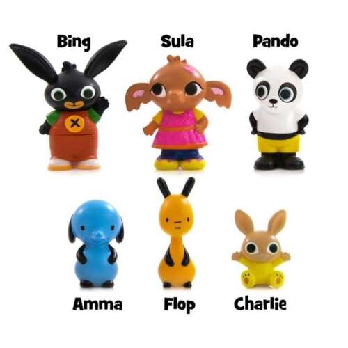 Bing and Friends 6 Figure Gift Set, featuring Bing, Sula, Pando, Amma, Flop, and Charlie