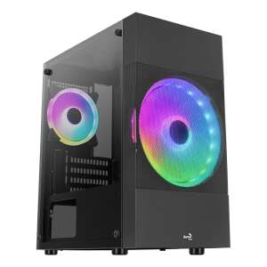 Aerocool Atomic Lite-G-BK-v2 Mini PC Case, Black, with RGB fan - Computer Case