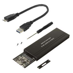 Maclean MCE582 Obudowa SSD M.2, USB 3.0 zewnętrzna obudowa dysku twardego, czarna, z śrubokrętem, śrubami i kablem USB - Maclean