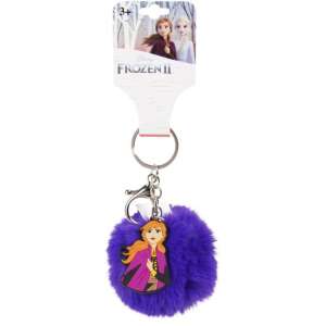 Frozen 2 Anna plush keychain, purple pom pom with Anna image - Keychain