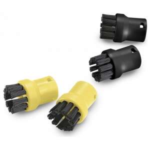 Karcher round brush set 2.863-264.0, 2 black and 2 yellow round brushes for different applications, ideal for crevices, corners and other hard to reach places - Steam Cleaner Accessory