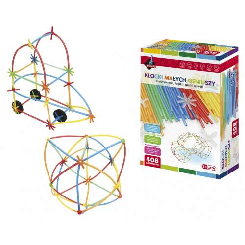 Askato Little Straws 408-teiliges Baukasten, bunte Plastikstrohhalme und Verbinder, baue verschiedene Formen, entwickle Kreativität und Feinmotorik, ab 3 Jahren