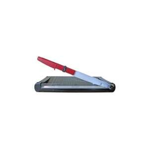 Olympia VARIO DUPLEX 4000 paper cutter, side view, red handle - Olympia