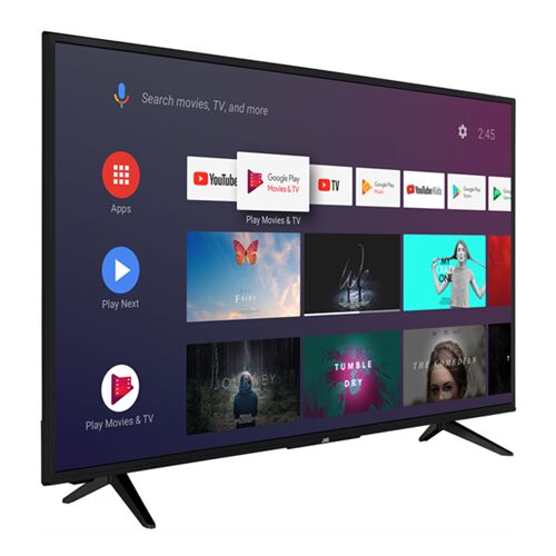 JVC LT43VA3035 43-inch 4K UHD Android Smart TV care afișează interfața Android TV