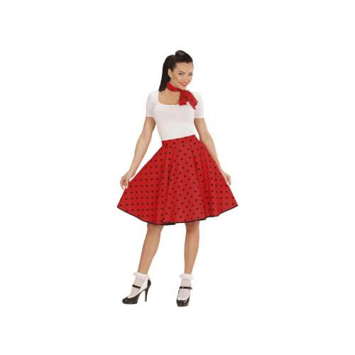 50-es évek Stílusú Pöttyös Szoknya és Sál Női Jelmez