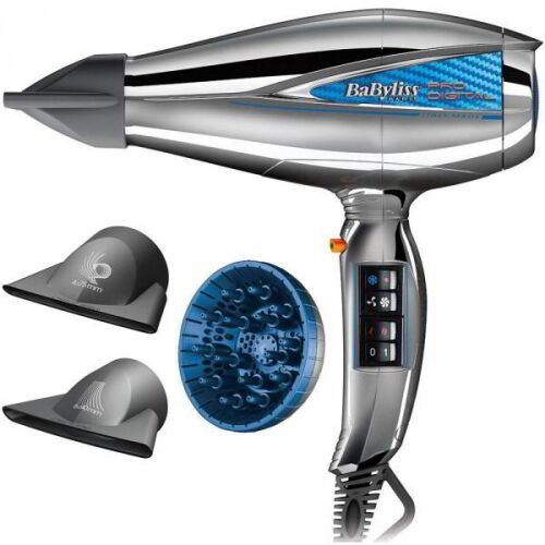 Suszarka do włosów BaByliss 6000E Pro Digital z nasadkami, 2200W, funkcja jonizacji