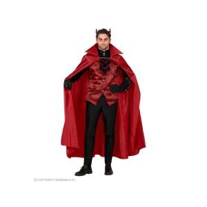 Teufels-Kostüm für Männer, rotes Cape, schwarze Hose, schwarze Handschuhe, rote Weste, Hörner, Größe M/L - Kostüme für Erwachsene