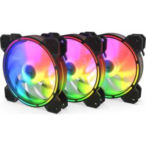 Krux Lunar ARGB 120mm PC ventilátorok, 3 darabos csomag, RGB világítás - Krux