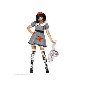 Creepy doll Halloween costume for women, black and white dress with red accents, includes dress and headband - Costumes for adult