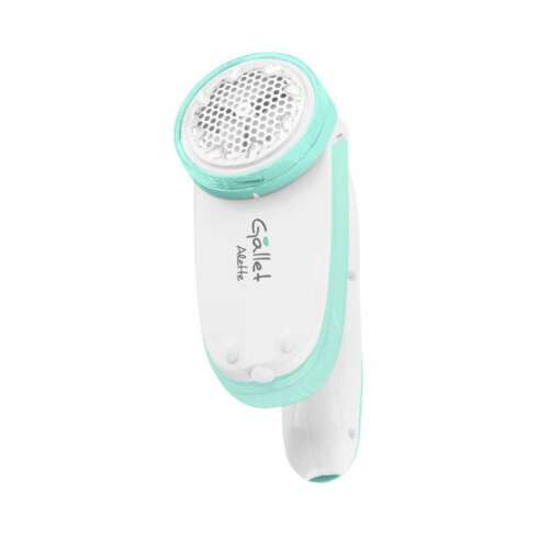 Gallet Alette fabric shaver, white and mint green, removes lint and fuzz from clothes