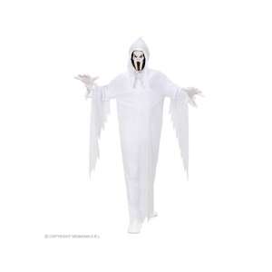 Weißes Geisterkostüm für Jungen, Größe 140, beinhaltet Maske und Robe - Widmann