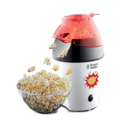 Stroj na popcorn Russell Hobbs, biely a červený, výroba popcornu v miske