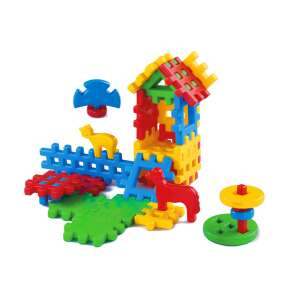 Marionex Kis Ház 31 darabos építő készlet, műanyag építőkockák gyerekeknek, színes játék, fejlesztő játék, kreatív játék, ház, állatok, kerítés, kerék - Marioinex