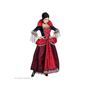 Vámpír jelmez nőknek, piros és fekete ruha csipke részletekkel, XL méret - Öltözködés kiegészítő