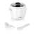 Bosch ice cream maker attachment for MUM9, MUZ9EB1, white, front view, with spatula and lid