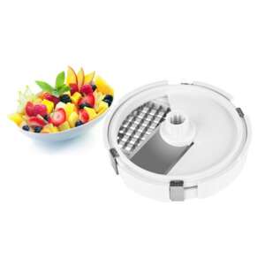 ETA 002895040 dicing attachment for food processor, showing diced fruit salad - Handheld slicer