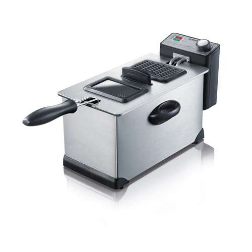Severin FR2431 3L Deep Fryer, stainless steel, with removable lid and window
