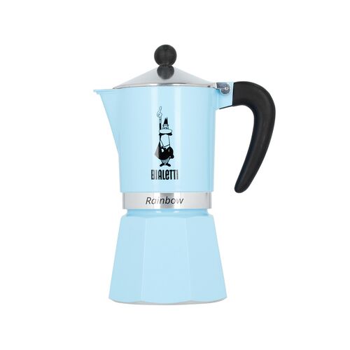 Bialetti Rainbow jasnoniebieska kafetierka na kuchenkę izolowana