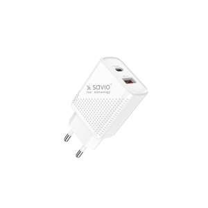 Savio LA-04 18W dual port USB wall charger with Quick Charge and Power Delivery 3.0 technology - Phone Charger and External Battery & Power Bank
