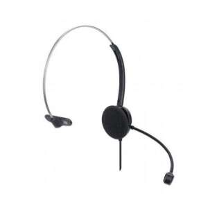 Słuchawki monofoniczne Manhattan Mono USB, czarne, z regulowanym mikrofonem i regulacją głośności w przewodzie - Manhattan