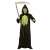 Toxic Reaper fantom, fekete kapucnis köpeny neon zöld csontváz mintával, fiúknak való halloween jelmez, 128-as méret, sarlóval