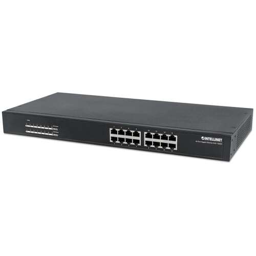 Switch Ethernet Gigabit Intellinet 560993 cu 16 porturi, negru
