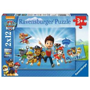 Puzzle Ravensburger Paw Patrol cu 2x12 piese pentru copiii de 3 ani și mai mari, cu personajele din Patrula Catelusilor - Puzzle 3D & Puzzle cu burete