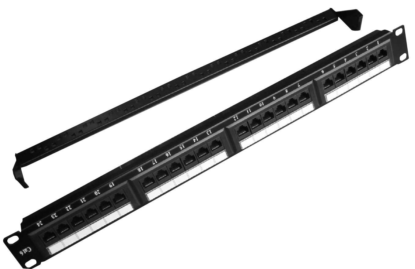 GEMBIRD NPP-C624CM-001 Gembird Patchpanel UTP 19 24/1U cat.6 cu raft de organizare a cablurilor, negru