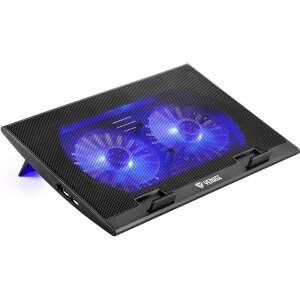 Yenkee YSN 120 laptop cooling pad with blue LED lights, black - Computers and Accessory