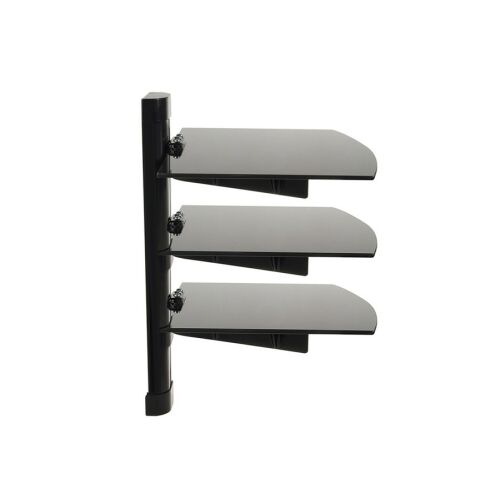 Maclean MC-664 360x283.5x557 DVD-PS3-Xbox fali tartó 3-as polc 8 kg üveg - Fekete