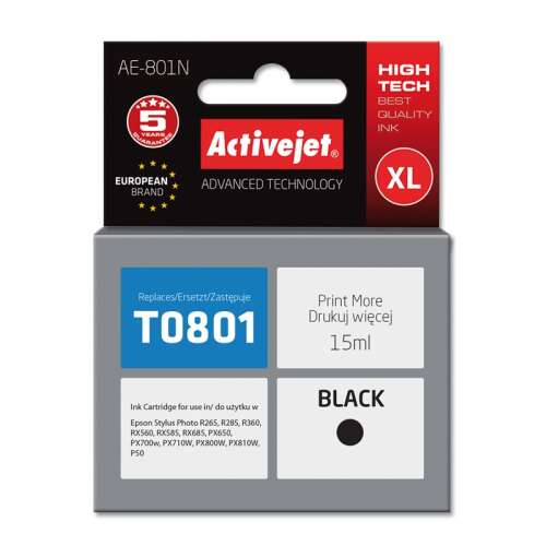Activejet Epson T0801 15 ml fekete utángyártott tintapatron